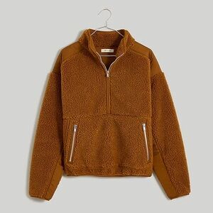 Madewell Faux Shearling Half Zip- Brown